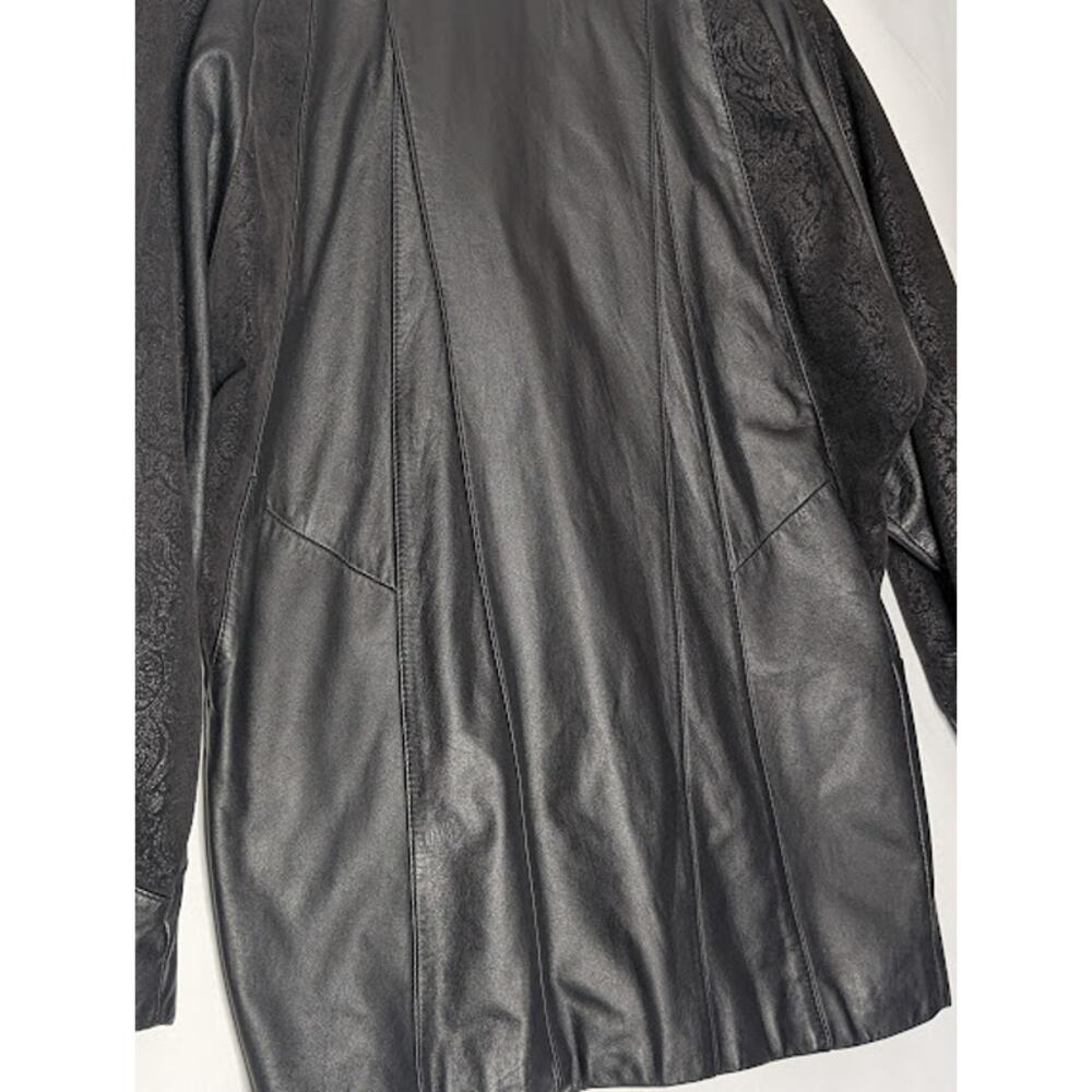 80's Vintage Leather Paisley Jacket G III-GLOBAL IDENTITY Medium Retro Goth - Picture 9 of 14